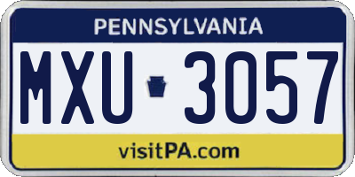 PA license plate MXU3057