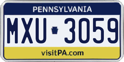 PA license plate MXU3059