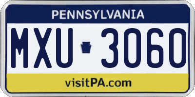 PA license plate MXU3060