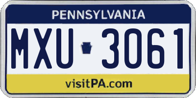 PA license plate MXU3061