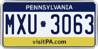 PA license plate MXU3063