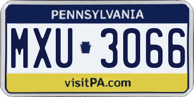 PA license plate MXU3066