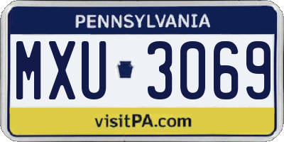 PA license plate MXU3069