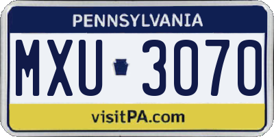 PA license plate MXU3070