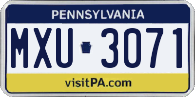 PA license plate MXU3071
