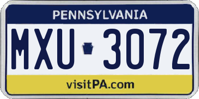 PA license plate MXU3072