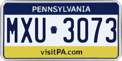 PA license plate MXU3073