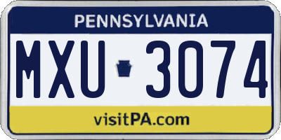 PA license plate MXU3074