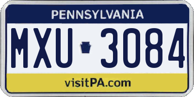 PA license plate MXU3084