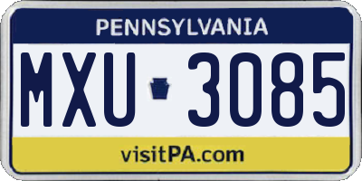 PA license plate MXU3085