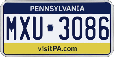 PA license plate MXU3086