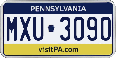 PA license plate MXU3090
