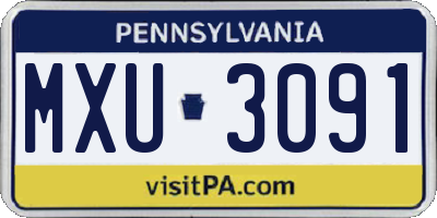 PA license plate MXU3091