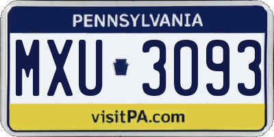 PA license plate MXU3093