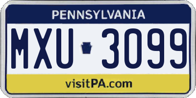 PA license plate MXU3099