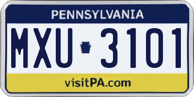 PA license plate MXU3101