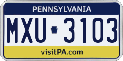 PA license plate MXU3103