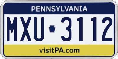 PA license plate MXU3112