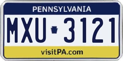 PA license plate MXU3121