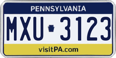 PA license plate MXU3123