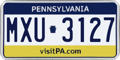 PA license plate MXU3127
