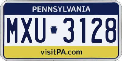 PA license plate MXU3128