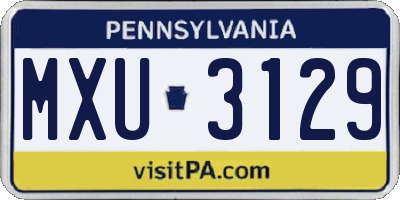 PA license plate MXU3129
