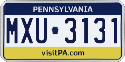 PA license plate MXU3131