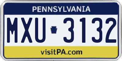 PA license plate MXU3132