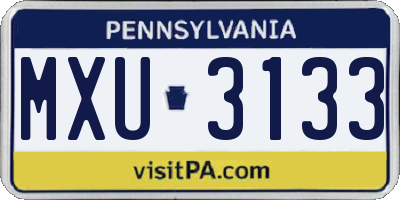 PA license plate MXU3133