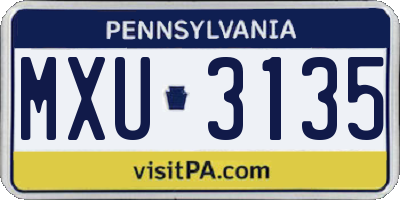 PA license plate MXU3135