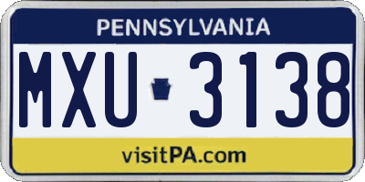 PA license plate MXU3138