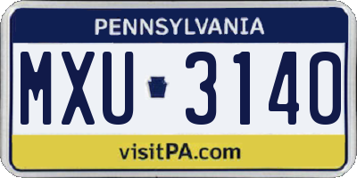 PA license plate MXU3140