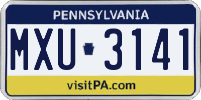 PA license plate MXU3141