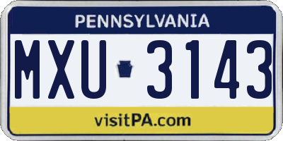PA license plate MXU3143