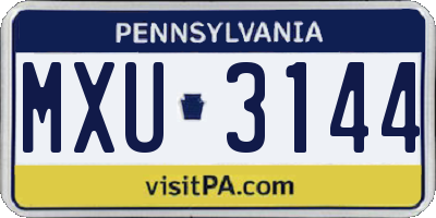 PA license plate MXU3144