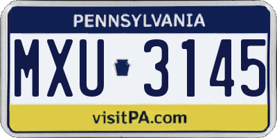 PA license plate MXU3145