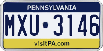 PA license plate MXU3146