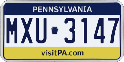 PA license plate MXU3147