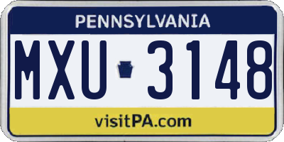 PA license plate MXU3148