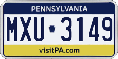 PA license plate MXU3149