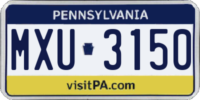 PA license plate MXU3150