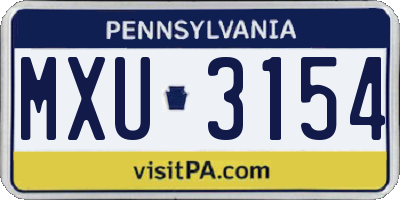 PA license plate MXU3154