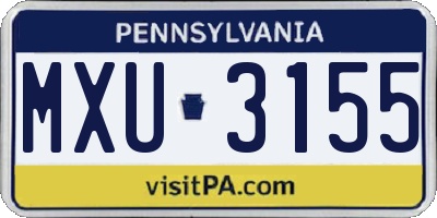 PA license plate MXU3155