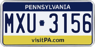 PA license plate MXU3156
