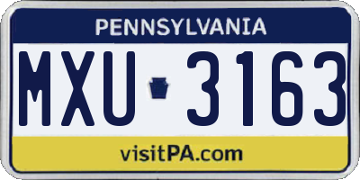 PA license plate MXU3163