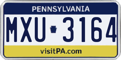 PA license plate MXU3164