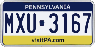 PA license plate MXU3167