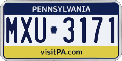 PA license plate MXU3171