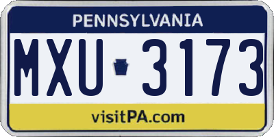 PA license plate MXU3173